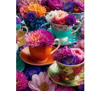 5D Square Diamond Painting Kit, Full Drill Festive Flower Cup Diamond Art for Adults & Kids, Holiday Home Decor, DIY Gift Idea, Fun Family Craft Activity, Perfect for Stress Relief Hobby 50x70cm B-379