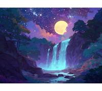 5D Square Diamond Painting Kit, Full Drill Festive Waterfall Starry Sky Diamond Art for Adults & Kids, Holiday Home Decor, DIY Gift Idea, Fun Family Craft Activity Stress Relief 50x70cm B-892