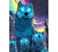 5D Square Diamond Painting Kit, Full Drill Festive Wolf Blue Diamond Art for Adults & Kids, Holiday Home Decor, DIY Gift Idea, Fun Family Craft Activity, Perfect for Stress Relief Hobby 30x40cm B-637
