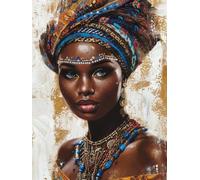 5D Square Diamonds Painting Kits, African Queen DIY Crystal Art Craft for Adults Christmas, Beginner Mosaic Painting Embroidery Canvas, Home Wall Decoration Birthday Gifts 20x40cm LZ187D