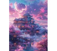 5D Square Diamonds Painting Kits, Palace Clouds DIY Crystal Art Craft for Adults Christmas, Beginner Mosaic Painting Embroidery Canvas, Home Wall Decoration Birthday Gifts 100x200cm LZ220D