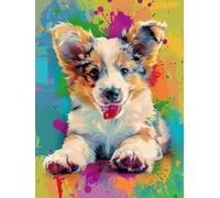 5D Square Diamonds Painting Kits, Wonderful Dog DIY Crystal Art Craft for Adults Christmas, Beginner Mosaic Painting Embroidery Canvas, Home Wall Decoration Birthday Gifts 20x40cm LZ577D