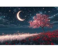 5D Starry Sky Diamond Painting Kits for Beginners Adults, DIY Cherry Blossoms Diamond Art Kids Kits, Square Full Drill Gem Art Crafts Kit, Crystal Embroidery Gifts for Home Wall Decor 12x16inch -37974