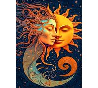 5D Sun and Moon Diamond Painting Kit for Adults, DIY Diamond Art Set, Moon and Sun with Round Full Drill for Beginners, Personalised Gem Art Decoration, Perfect for Wall Decoration and Gifts (30 x 40