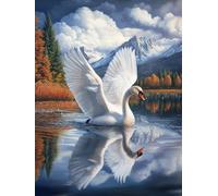 5D Swan Diamond Art 12x16 Inch Full Drill Diamond Painting Kits for Adults & Beginners - DIY Art Crafts for Relaxation and Home Wall Decor A349