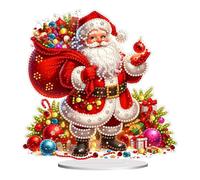 5D Tabletop Diamond Art Painting Kit Santa Claus, DIY Special Shaped Crystal Christmas Damond Art Tabletop Ornaments Home Office Decor-06-Santa Claus