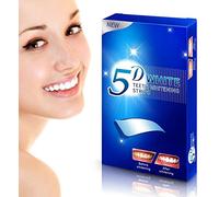 5D Teeth Whitening Strips 28 Strong Strips with Peroxide Free Gel, Remove Dental Stains Plaque & Scale, Whiten Yellow Teeth Two Weeks Whitening Treatment