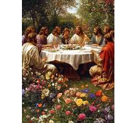 5D The Last Supper Diamond Painting Kits for Beginners Adults, DIY Landscape Diamond Art Kits, Square Full Drill Gem Art Crafts, Crystal Embroidery Cross Easy Kits for Home Decor 32x40inch（PF-56137）