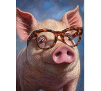 5D The Pig with Glasses Diamond Art 12x16 Inch Full Drill Diamond Painting Kits for Adults & Beginners - DIY Art Crafts for Relaxation and Home Wall Decor A940