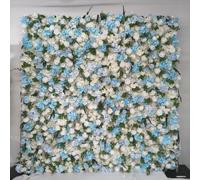 5D Three-Dimensional Handmade Cloth-Based Simulation Blue Floral Style Flower Wall,Wedding Decoration/Shopping Mall Activity Background Wall/Outdoor Photography Props,3 * 3m/9.8 * 9.8FT