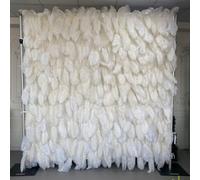 5D Three-Dimensional Handmade Cloth-Based Simulation High-Grade White Feather Wall,Wedding Decoration/Shopping Mall Activity Background Wall/Outdoor Photography Props,2 * 2m/6.56 * 6.56FT