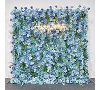 5D Three-Dimensional Handmade Silk Flower Cloth-Based Simulation Blue Plant Wall,Wedding Decoration/Shopping Mall Activity Background Wall/Outdoor Photography Props,3 * 3m/9.8 * 9.8FT