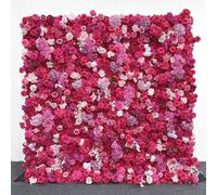 5D Three-Dimensional Handmade Silk Flower Cloth-Based Simulation Rose Red Flowers Plant Wall ,Wedding Decoration/Shopping Mall Activity Background Wall/Outdoor Photography Pro,2.4*2.4m/7.8*7.8FT