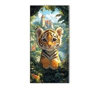 5D Tiger Plant Diamond Art Kits Adults, Full Drill Crystal Rhinestones Embroidery Craft Set, Cross Stitch Kits for Adults Beginner, Gems Art Diamond Painting for Home Decoration Gift 20x40in J26-7579