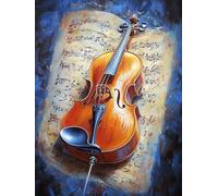 5D Violin Cello Music Musical Notes Diamond Art 12x16 Inch Full Drill Diamond Painting Kits for Adults & Beginners - DIY Art Crafts for Relaxation and Home Wall Decor A868