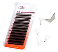 5D W Premade Fans Eyelash Extension 0.07D Curl Mixed 8-12mm W-Shape Pre Made Russian Volume Lashes by FADVAN Natural Matte Black