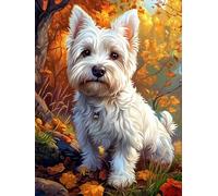 5D West Highland Terrier Dog Diamond Art 12x16 Inch Full Drill Diamond Painting Kits for Adults & Beginners - DIY Art Crafts for Relaxation and Home Wall Decor 586
