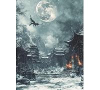 5D Winter Diamond Painting, Dragon Diamond Art Kits Adults, DlY Square Full Drill Crystal Art Embroidery Cross Easy Kits for Adults Beginner, Arts and Crafts for Home Wall Decor 12x16inch（PF-56940）