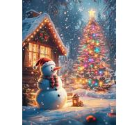 5D Winter Diamond Painting Kits for Beginners Adults, DIY Christmas Diamond Art Kits, Square Full Drill Gem Art Crafts, Crystal Embroidery Cross Easy Kits for Home Wall Decor 32x40inch（PF-56737）