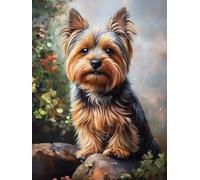 5D Yorkshire Terrier Diamond Art 12x16 Inch Full Drill Diamond Painting Kits for Adults & Beginners - DIY Art Crafts for Relaxation and Home Wall Decor A374