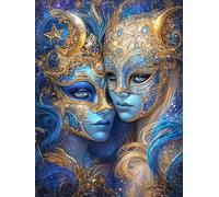 5D Zodiac Sign of Gemini with Masks Diamond Art 12x16 Inch Full Drill Diamond Painting Kits for Adults & Beginners - DIY Art Crafts for Relaxation and Home Wall Decor 297