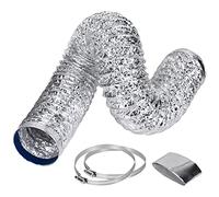 5feet Ventilation Ducting Aluminum Foil Double-Layer Thickened Air Ducting 4Inch Diameter Flexible Duct Hose for Tumble Dryer, Extractor Fan, Grow Tent, 2 Clamps Include