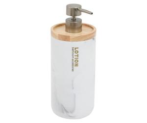 5Five - LEA White Polyresin Soap Dispenser - 842 ml - 9 x 9 x 22.7 cm - Bathroom, Toilet and Kitchen Accessory for Soap and Liquid Soap - Dishwasher Detergent