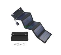(5foldblack) Solar Cell 20W Photovoltaic Panels USB Charger System Battery V 5V Portable Flexible Foldable Energy Power Camping Set