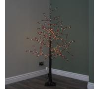 5ft (1.5m) Light up Black Christmas Twig Tree with Red Berries & Warm White LEDs