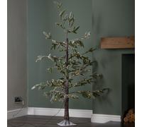 5ft (1.5m) Light up Green Snowy Noel Christmas Tree with Stand and Warm White LEDs