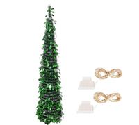 5FT/1.5M Pop Up Christmas Tree for Indoor Decoration, Collapsible Artificial Half Christmas Tree with Stand Christmas Decoration, Artificial Pencil Xmas Tree Decor for Home Apartment Party (F)