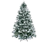 5ft/1.5m Pre-Lit Artificial Christmas Tree Lapland Fir - 180 LED Cool White Lights, Snow Flocked 567 PE/PVC Tips, Snowy Bushy Hinged Branches, Metal Stand for Xmas Home Decorations