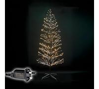 5Ft/1.5m Pre-Lit Brown Snowy Twig Christmas Tree - 184 Wam White Micro LEDs - Mains Operated - Snow Flocked Birch Tree Xmas Home Light Decoration