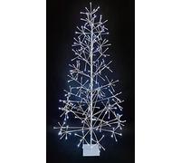 5Ft/1.5m Pre-Lit White Twig Christmas Tree - 186 Cool White Micro LEDs - Mains Operated - Indoor/Outdoor Birch Tree Xmas Home Light Decoration