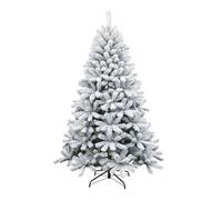 5Ft/1.5m Yukon Snow Pine Artificial Green Christmas Tree Snow Flocked 350 Tips Branches Snowy Bushy Xmas Home Decorations, Metal Stand