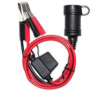 5FT 12V Female Car Cigarette Lighter Socket Extension Cord with Battery Alligator Clips Car Battery Clip-on Extension Cable, 15A Fuse (5FT)