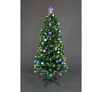5Ft/150cm Baubles and Stars Fibre Optic Christmas Tree LED Pre-Lit Shatchi Green 5ft