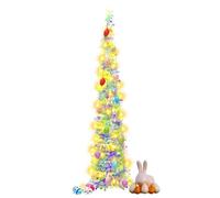 5Ft/150cm Collapsible Pop Up Christmas Tree with Lights and Easter eggs,Foldable Artificial Christmas Trees with Stand,Tinsel Tree Large Sequins Xmas Tree for Christmas (Sequined Version)