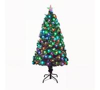 5Ft/150cm Fibre Optic Christmas Tree with Star Topper - Diamond LED Lights Decorations - Pre-Lit Green Artificial Xmas Tree - Multicolor Changing Lights