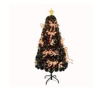 5Ft/150cm Fibre Optic Christmas Tree with Star Topper - Ribbon Bows Decorations - Green Pre-Lit Artificial Xmas Tree Featuring Red Berries, 8 Changing Light Modes