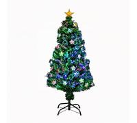 SHATCHI 5Ft/150cm Fibre Optic Christmas Star Topper Decorations-Pre-Lit Green Artificial Xmas Tree-Multicolor Changing Lights, PVC, 150 cm