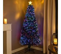 5Ft (150Cm) Green Fibre Optic Christmas Tree With Multi-Coloured Fibre Optics And Red Berries