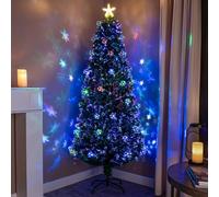 5Ft (150Cm) Green Fibre Optic Christmas Tree With Multi-Coloured Led Lights And Baubles