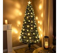 5Ft (150Cm) Green Fibre Optic Christmas Tree With Warm White Led Lights And Warm White Fibre Optics