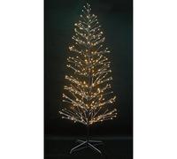 SHATCHI 5Ft/1.5m Pre-Lit Brown Snowy Twig Christmas 184 Wam White Micro LEDs - Mains Operated-Snow Flocked Birch Tree Xmas Home Light Decoration, Metal, 150 cm