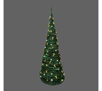SHATCHI 4Ft-6Ft Prelit Pre Pop up Christmas Tree Xmas Home Indoor LED Warm White Lights Decorations, Polyvinyl Chloride, Green, 5Ft