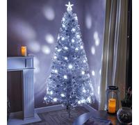 5Ft (150Cm) White Fibre Optic Tree With White Led Lights And White Fibre Optics