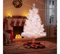 5FT/150CM White Pre-Lit Fiber Optic Christmas Tree with Colourful LED Lights