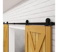 5FT/152cm Sliding Barn Wood Door Closet Hardware Track Kit Track System Unit for Double Door