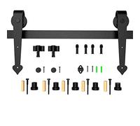 5FT/152cm Sliding Barn Wood Door Hardware Closet Track Kit Single Wooden Door Heart Shape